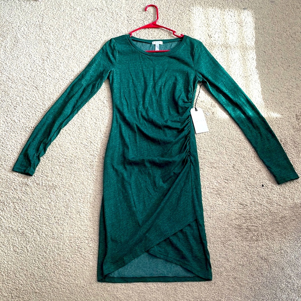 Leith Long Sleeve Dress- dark green NEW WITH TAGS! Size Small